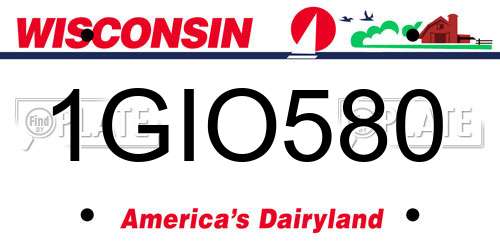 1GIO580 Wisconsin License Plate
