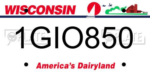 1GIO850 Wisconsin License Plate