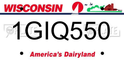 1GIQ550 Wisconsin License Plate