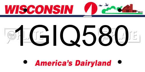 1GIQ580 Wisconsin License Plate