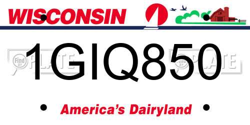 1GIQ850 Wisconsin License Plate