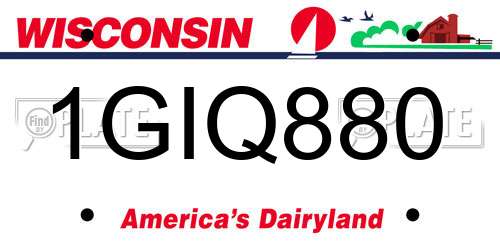 1GIQ880 Wisconsin License Plate