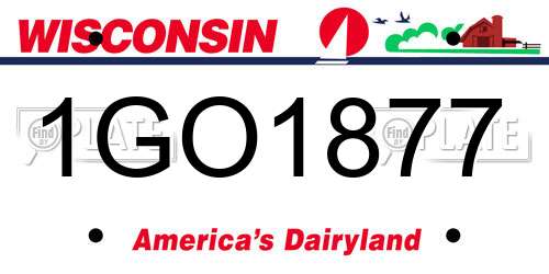 1GO1877 Wisconsin License Plate