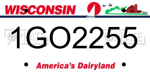 1GO2255 Wisconsin License Plate