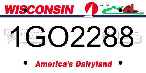 1GO2288 Wisconsin License Plate