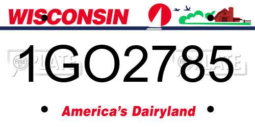 1GO2785 Wisconsin License Plate