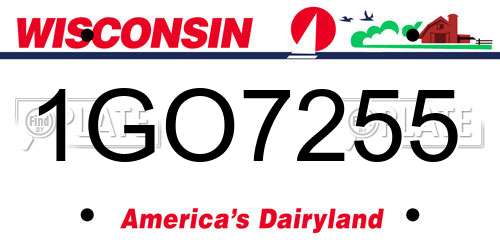 1GO7255 Wisconsin License Plate