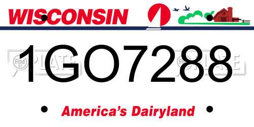1GO7288 Wisconsin License Plate