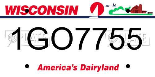1GO7755 Wisconsin License Plate