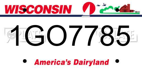 1GO7785 Wisconsin License Plate