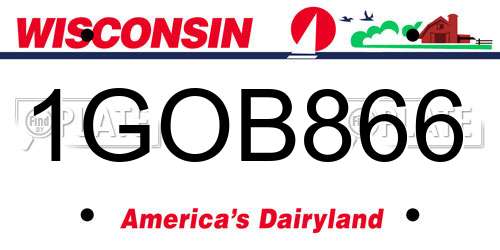 1GOB866 Wisconsin License Plate