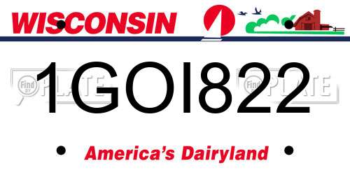 1GOI822 Wisconsin License Plate