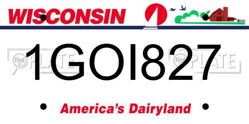 1GOI827 Wisconsin License Plate
