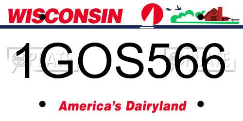 1GOS566 Wisconsin License Plate
