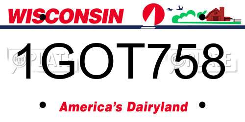 1GOT758 Wisconsin License Plate