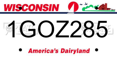 1GOZ285 Wisconsin License Plate