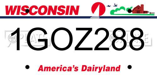 1GOZ288 Wisconsin License Plate