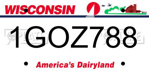 1GOZ788 Wisconsin License Plate