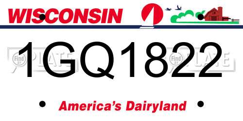 1GQ1822 Wisconsin License Plate