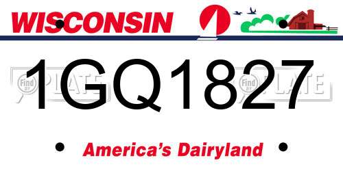 1GQ1827 Wisconsin License Plate