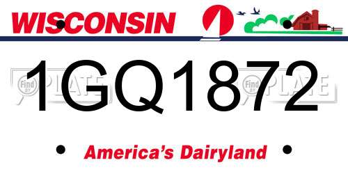 1GQ1872 Wisconsin License Plate