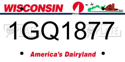 1GQ1877 Wisconsin License Plate