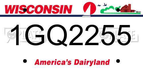 1GQ2255 Wisconsin License Plate