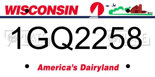 1GQ2258 Wisconsin License Plate