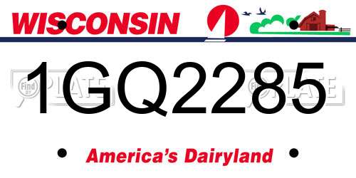 1GQ2285 Wisconsin License Plate
