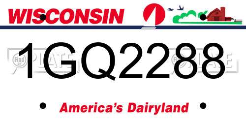 1GQ2288 Wisconsin License Plate