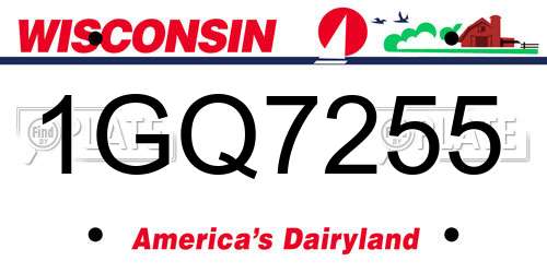1GQ7255 Wisconsin License Plate