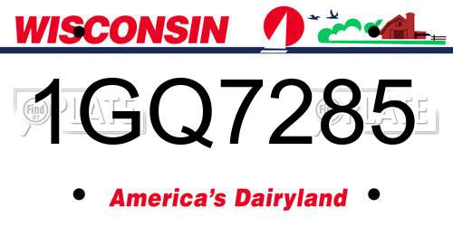 1GQ7285 Wisconsin License Plate