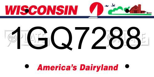 1GQ7288 Wisconsin License Plate