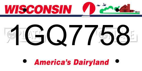 1GQ7758 Wisconsin License Plate