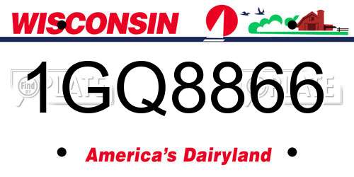 1GQ8866 Wisconsin License Plate