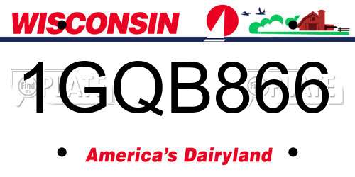 1GQB866 Wisconsin License Plate
