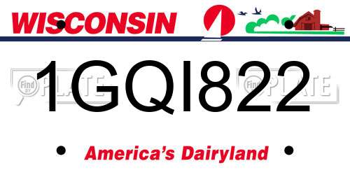 1GQI822 Wisconsin License Plate