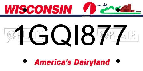 1GQI877 Wisconsin License Plate