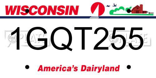 1GQT255 Wisconsin License Plate