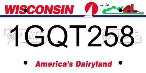 1GQT258 Wisconsin License Plate