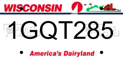 1GQT285 Wisconsin License Plate