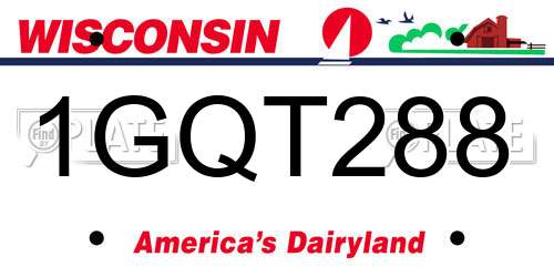1GQT288 Wisconsin License Plate
