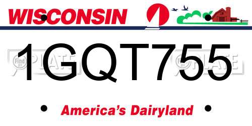1GQT755 Wisconsin License Plate