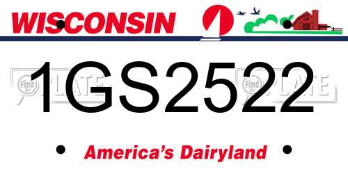 1GS2522 Wisconsin License Plate