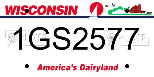 1GS2577 Wisconsin License Plate