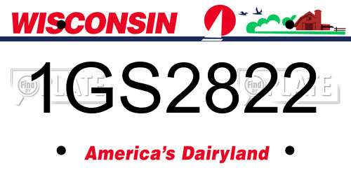 1GS2822 Wisconsin License Plate