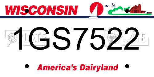 1GS7522 Wisconsin License Plate