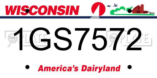 1GS7572 Wisconsin License Plate