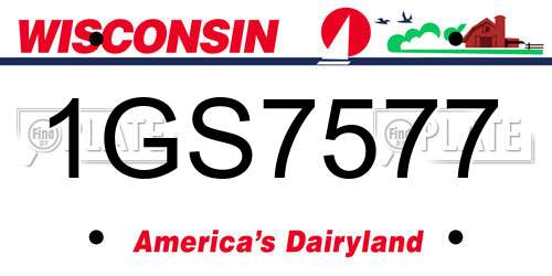 1GS7577 Wisconsin License Plate
