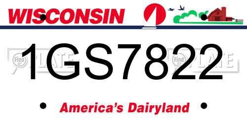 1GS7822 Wisconsin License Plate